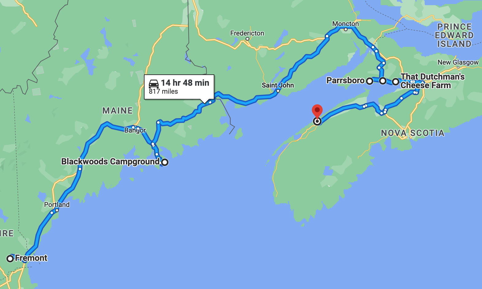 total trip from Fremont to Valley View